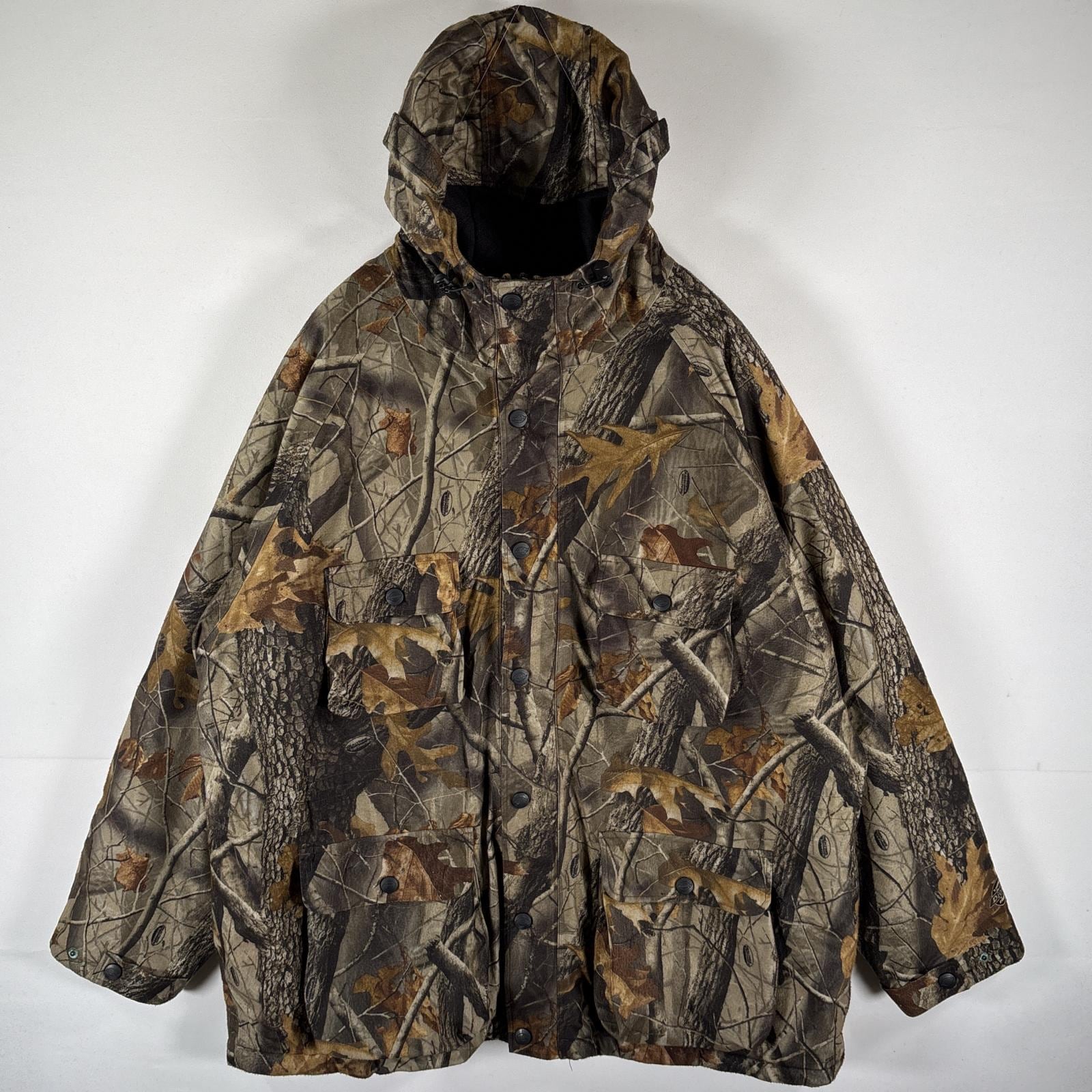 古着 ワークジャケット リアルツリー フルジップ パーカー カバーオール 大きいサイズ XXL ブラウン系 メンズ