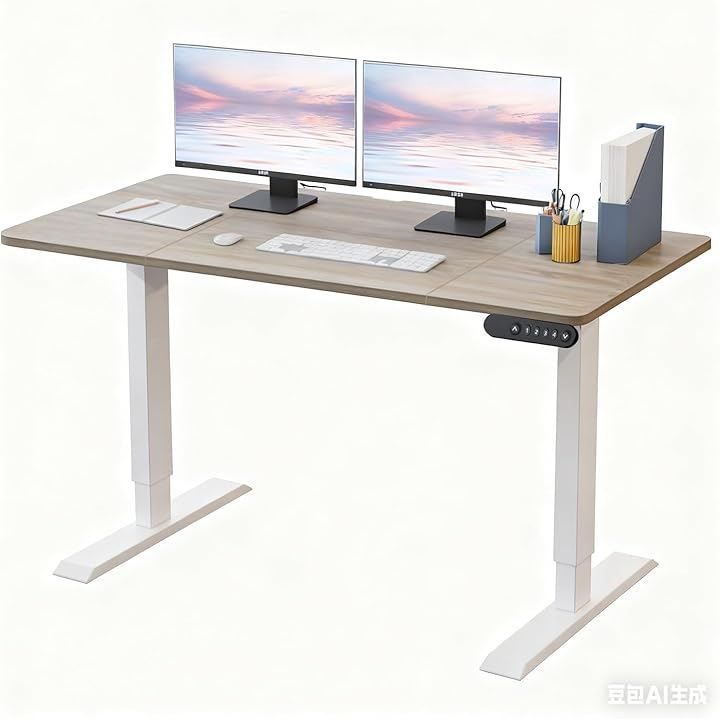 昇降式デスク 電動式机 幅140 パソコンデスク スタンディングデスク つくえ 高さ調節メモリー機能付き 高さ調節可能 高さ69～115CM (オーク, 140x60CM)