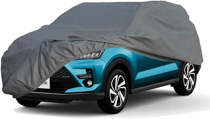 ボディーカバー 裏起毛 4層構造 不織布 車カバー 台風 防水防雪防塵防輻射紫外線 四季対応 カーカバー 小型自動車/SUV車 (グレー, 405x176x152CM)