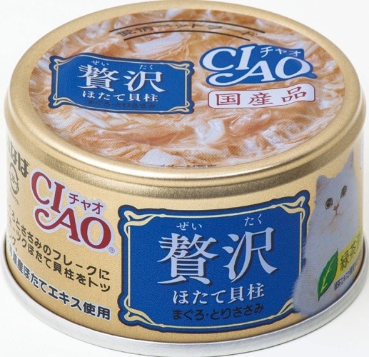 （まとめ買い）いなばペットフード CIAO 贅沢 ほたて貝柱 まぐろ/とりささみ 80g A-142 [x24]