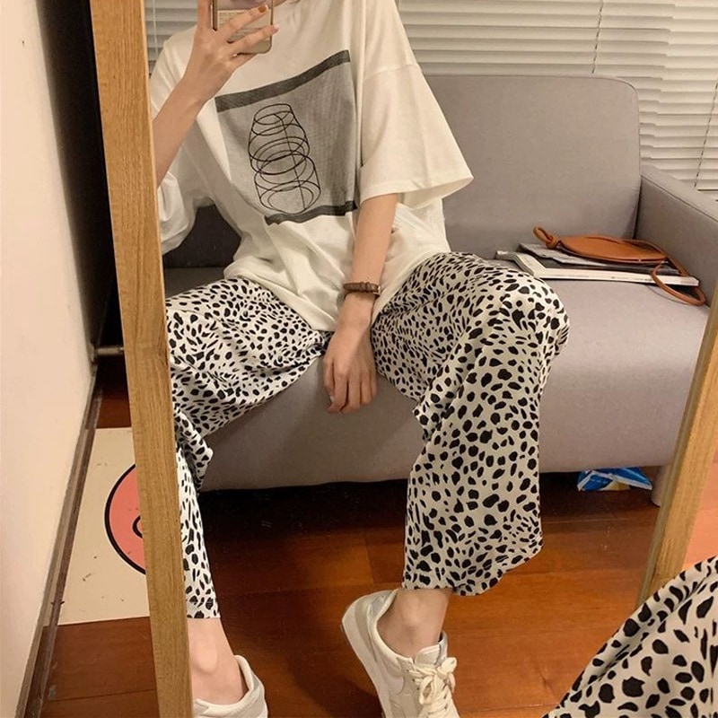 ボトムス レディース マタニティ ダルメシアン リラックスパンツ ワイド 個性的 人気 通販 春服 夏服 秋服 フルレングス SNS 映え モテ 高見え 楽ちん 体型カバー M L XL 2