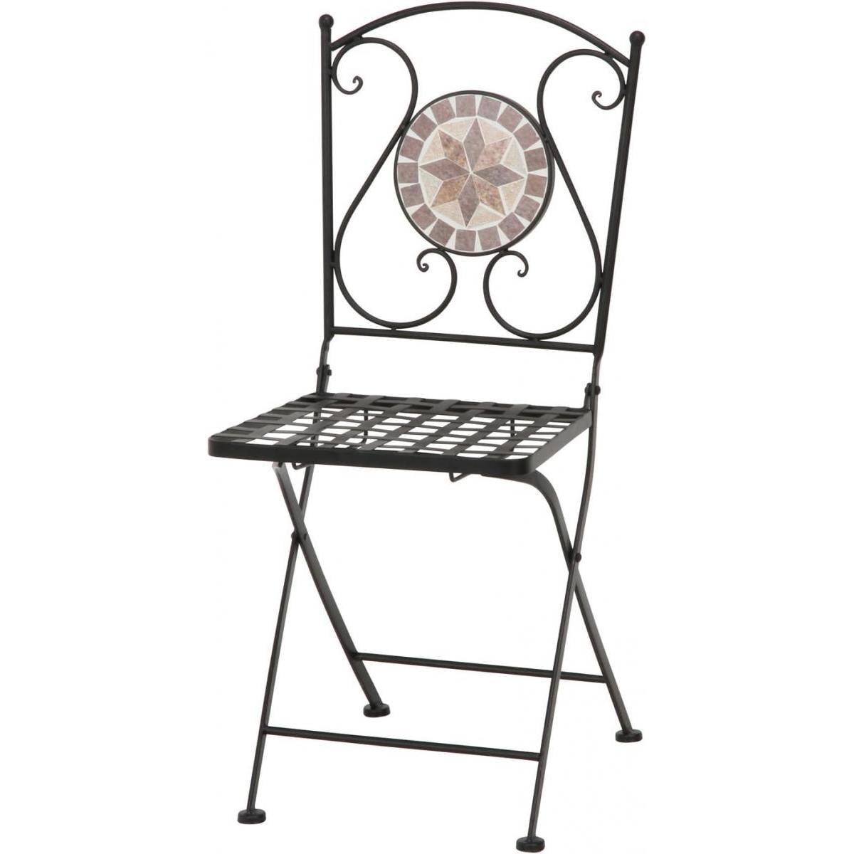 【I】 不二貿易 ガーデン モザイク柄 チェア 星 セラミック製 10656 ブラウン ガーデンチェア 庭 椅子 いす