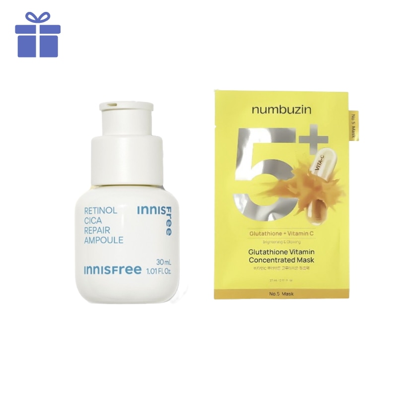 レチノール シカ アンプル 30ml + 5番 グルタチオン パック 3枚 レチシカ 毛穴ケア