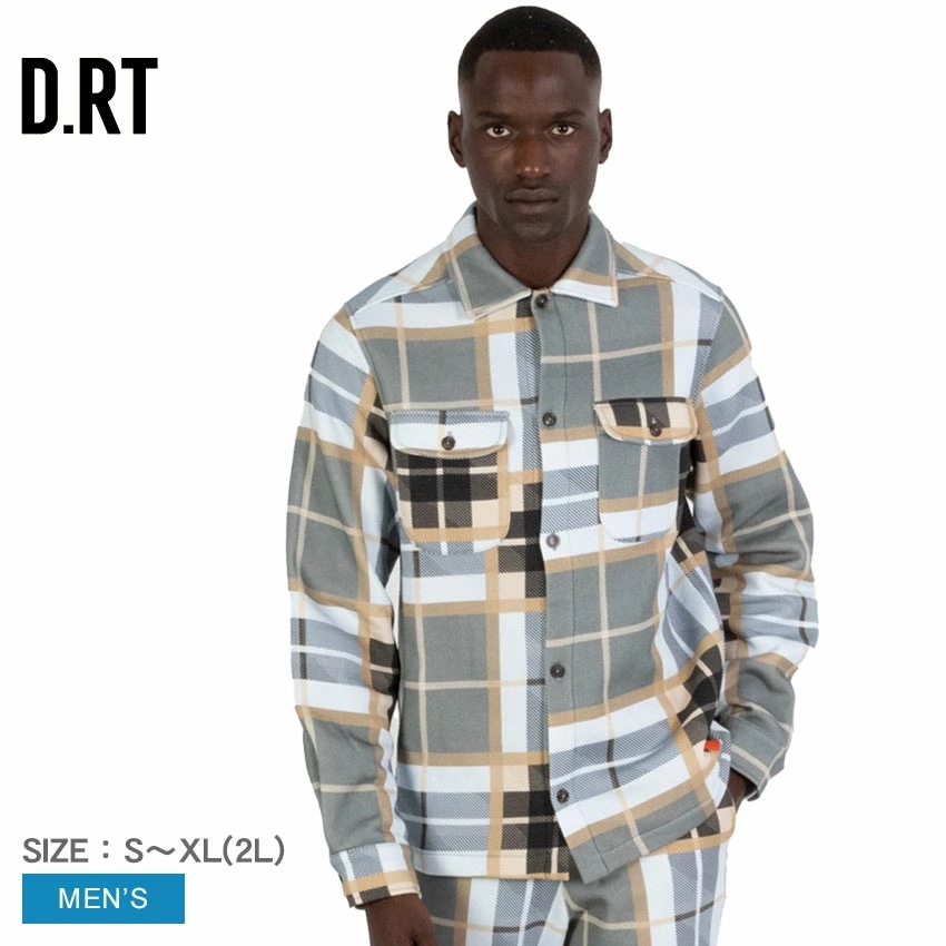 メンズ ウェア D.RT TARTAN FLEECE OVERSHIRT TFOBT0669 トップス 長袖 上着 アウター 羽織 ジャケット チェック タータン 柄 ロングスリーブ