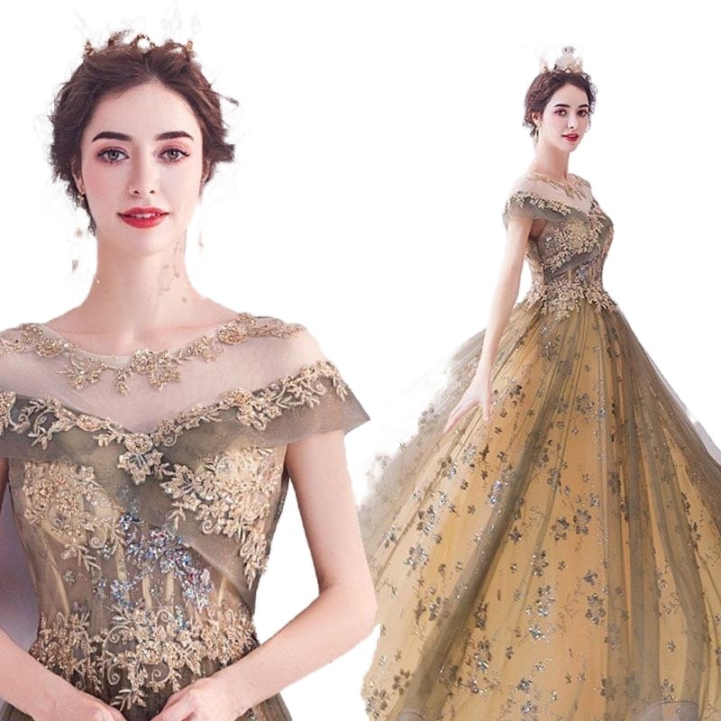 ウェディングドレス エンパイア 二次会ドレス 花嫁ドレス 大きいサイズ パーティー ロングドレス 演奏会 イブニングドレス カラードレス 成人式 Aライン006-380