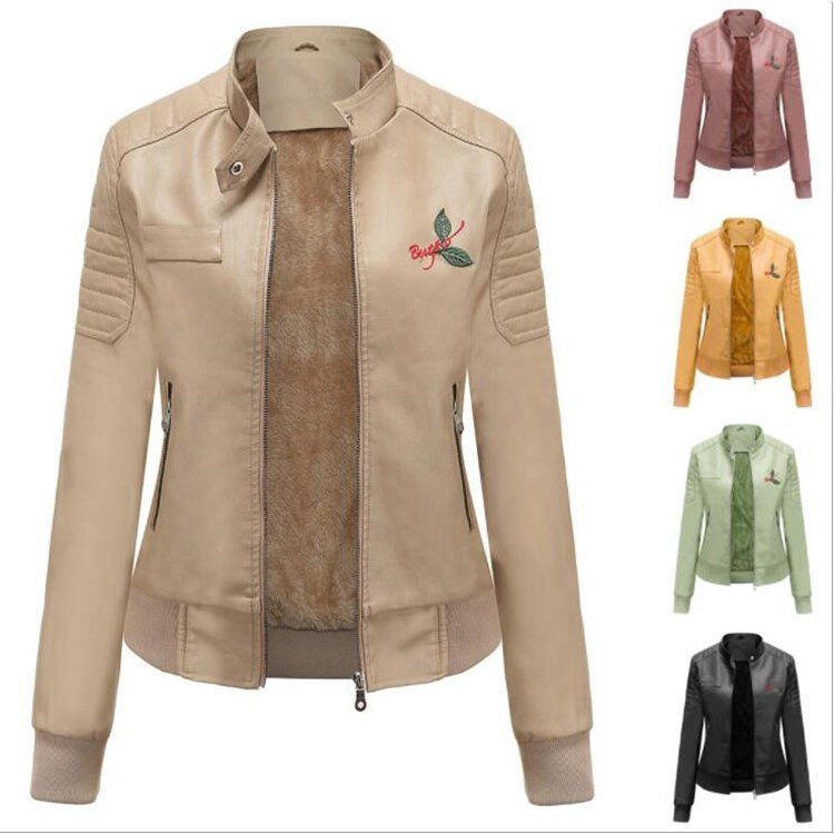 レザージャケット　秋冬　レディース　裏起毛　ライダースジャケット　革ジャン　アウター　PUジャケット