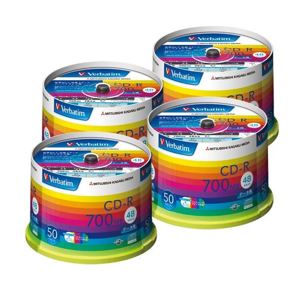 （まとめ）バーベイタム データ用CD-R700MB ホワイトプリンタブル スピンドルケース SR80SP50V1C 1箱（250枚:50枚5個）3セット