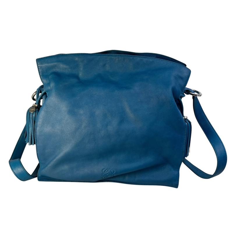 LOEWE ロエベ フラメンコ レザー ショルダーバッグ ブルー A-12568