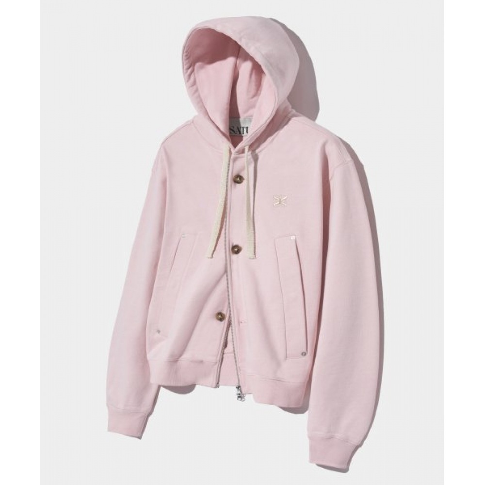 SATUR テオコットンオールデイフーディージップアップペールピンク