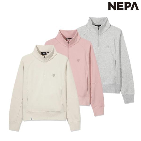 女性秋冬グリーンマインドエッセンシャルハーフジップスウェットシャツ7L65460