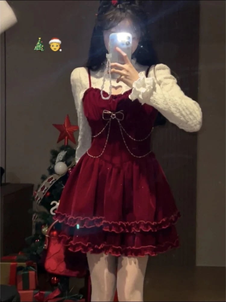 サンタ コスプレ クリスマスの30%までに制限お正月ガウン透かし長袖ボトムトップスロマンチックスターリバーベルベットキャミソールワンピースセット コスプレ ハロウィン サンタ コスプレ クリスマス