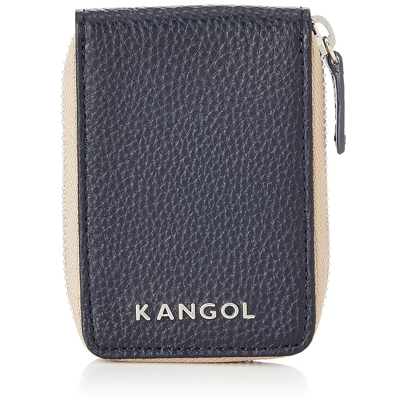 [カンゴール] 小銭入れ メタルロゴ 高級ソフトシュリンクレザー バイカラー コインケース ネイビー