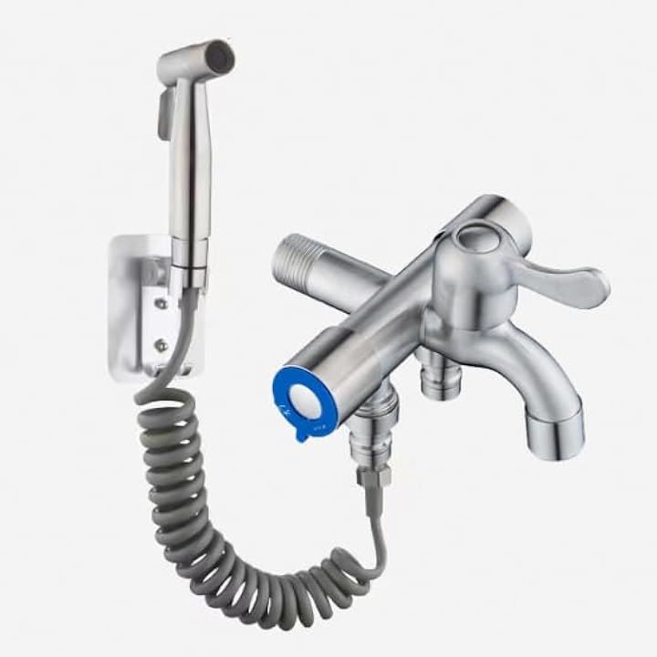 3分岐蛇口 洗浄用 スプレーガン付き 洗濯機用水栓 3分岐止水栓 標準G1/2 呼13 三口横水栓 ステンレス製 表面処理 耐食性 屋外 Bセット(Bセット)