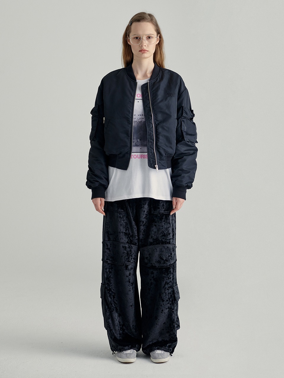 【MARGESHERWOOD】 RIBBON OUTPOCKET BOMBER JACKET : BLACK