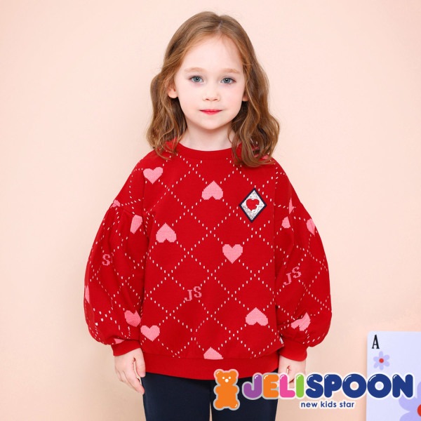 ラブリー ハート アーガイル Tシャツ/ 子供服