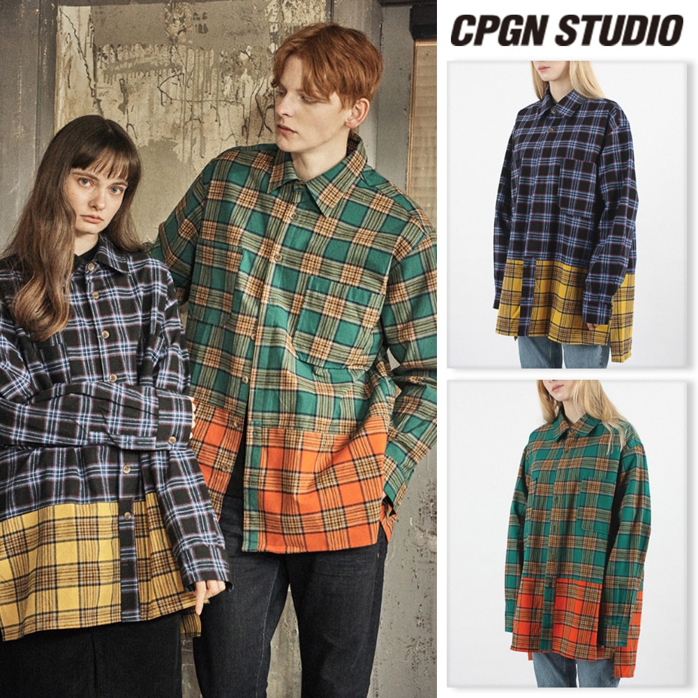 【CPGN STUDIO】 Heavy Overfit Check Colorblock Shirt