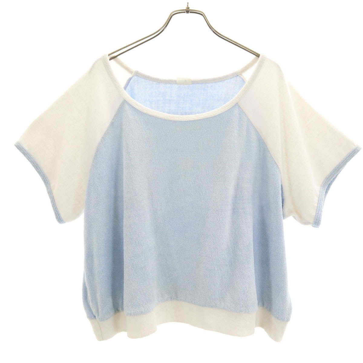 VINTAGE ヴィンテージ 80s 半袖 パイル地 カットソー 水色 レディース 古着