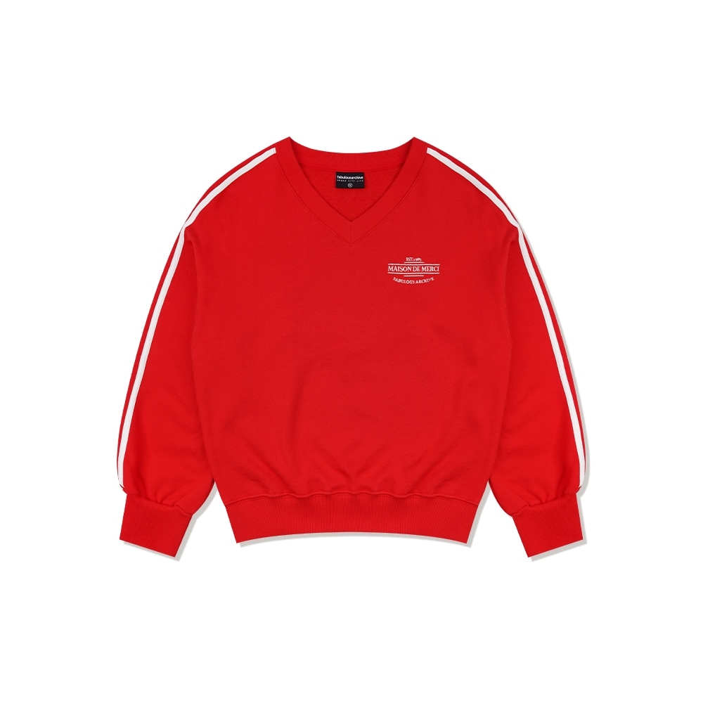 ファビュラスアーカイブ女性用クロップ Vネックスポーツムードヘビーデューティースウェットシャツレッド (FCD3TS709W)