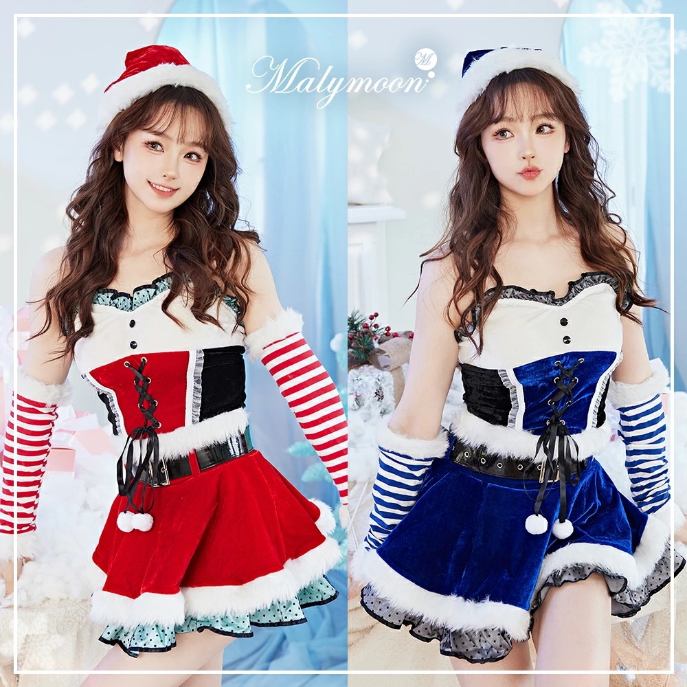 【即納】サンタ コスプレ サンタコス サンタクロース クリスマス コスチューム ワンピース ミニスカ レディース 衣装 仮装 コスチューム 大人 女性 赤 青 レッド ブルー 可愛い かわいい セクシ