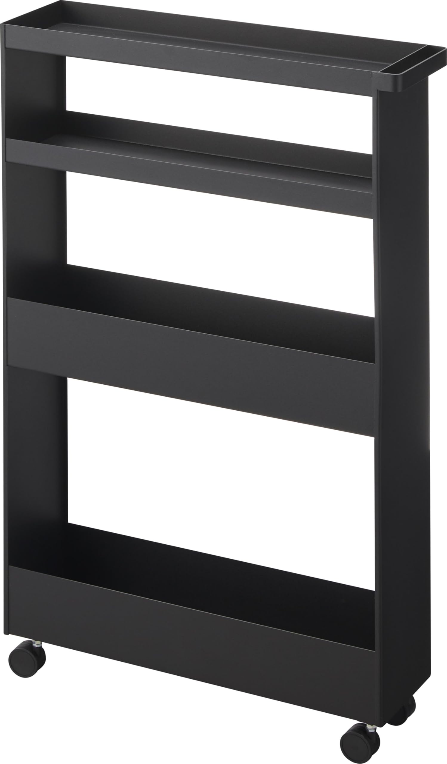 【完成品 キャスターのみ取り付け】 キャスター付き スリムワゴン 4段 ブラック W13×D48×H80.5cm(キャスター含む) タワー tower スリムラック 隙間収納 1807