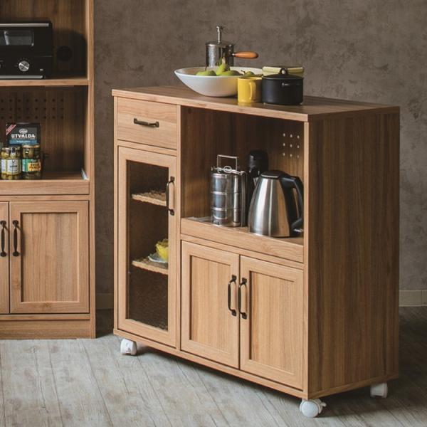 食器棚 レンジ台 キッチンボード キッチンラック レンジラック カップボード ロータイプ トースターラック 電子レンジ台 キッチン 棚 キッチンカウンター