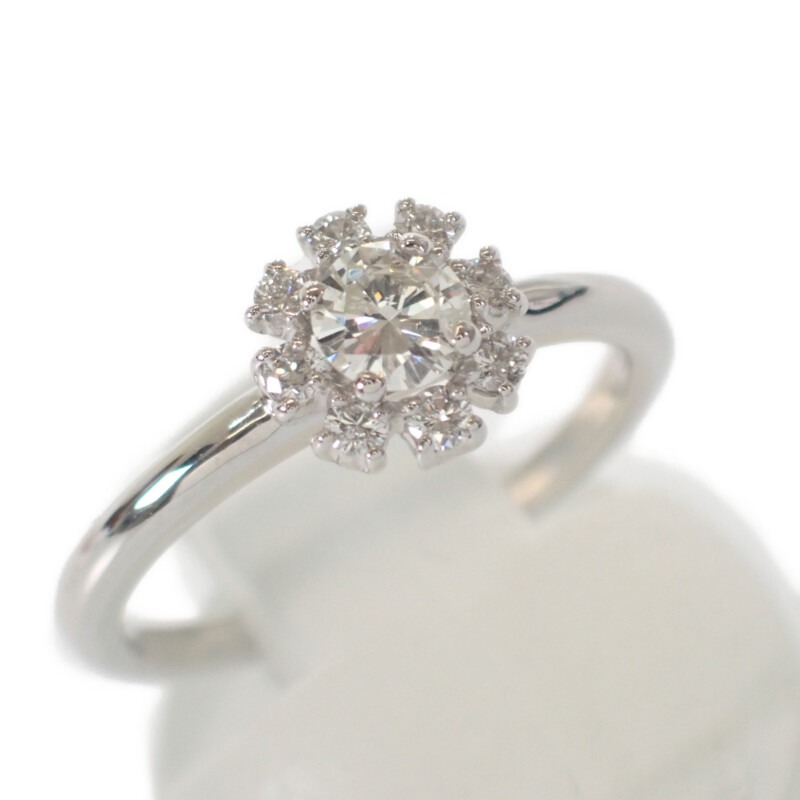 【no brand】デザイン ジュエリー フラワー リング Pt900プラチナ 10号 ダイヤモンド ダイヤモンド レディース