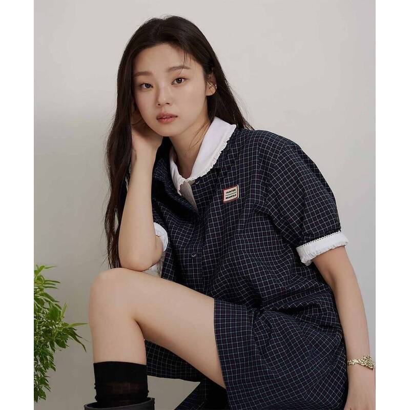 BEANPOLE LADIES [HUNTER] ブラックウォッチチェック 半袖シャツ ネイビー (BF6665K03R) BF6665K03R 423118