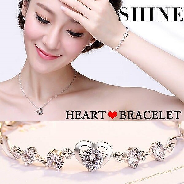 ブレスレット レディース ハート 豪華5粒 プラチナ仕上げダイヤ シルバー925 ギフト 女性 彼女 妻 ホワイトデーのお返し 人気 プレゼント