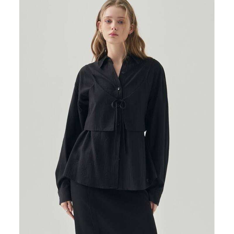 DRAWFIT WOMEN ジェーン レイヤード ビスチェブラウス [BLACK] DFWMSH6102BK 372737
