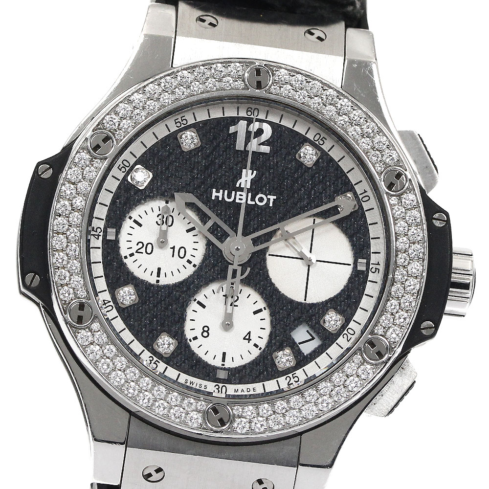 ウブロ HUBLOT 341.SX.2710.NR.1104.JEANS14 ビッグバン ジーンズ ダイヤベゼル 8Pダイヤ 自動巻き ボーイズ 保証書付き_890302【中古】