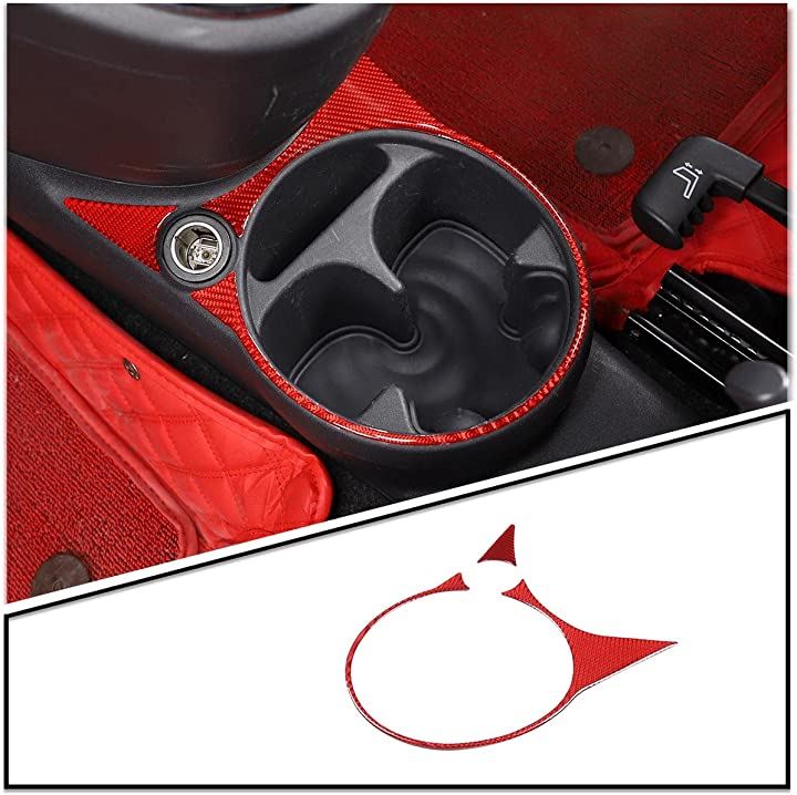 FOR FIAT 500 2011-2019年適用 カーボンファイバースタイルの車内および外装装飾トリムキット 16 赤( 赤 - 炭素繊維のテクスチャ, スタイル 16)