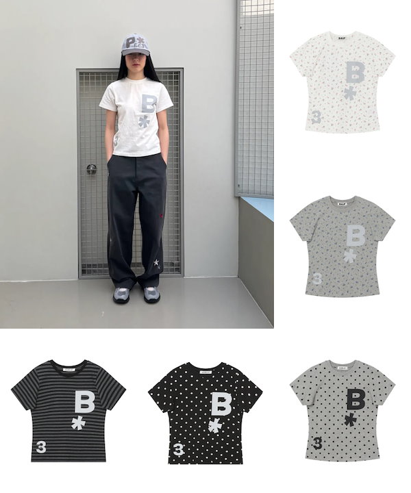 韓国 人気 ドット ロゴTシャツ[BAUF] B LOGO SLIM FIT T-SHIRT MUSINSA公式 | BAUF B logo slim fit t-shirt [dot gray]