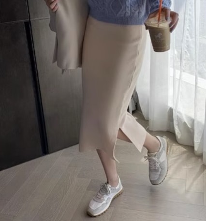 ボトムス デート モテアイテム スカート ペンシルスカート スリット ニット コットン 大人可愛い きれいめ 上品 おしゃれ かっこいい 大人可愛い ラブリー キュート ガーリー クール モード系