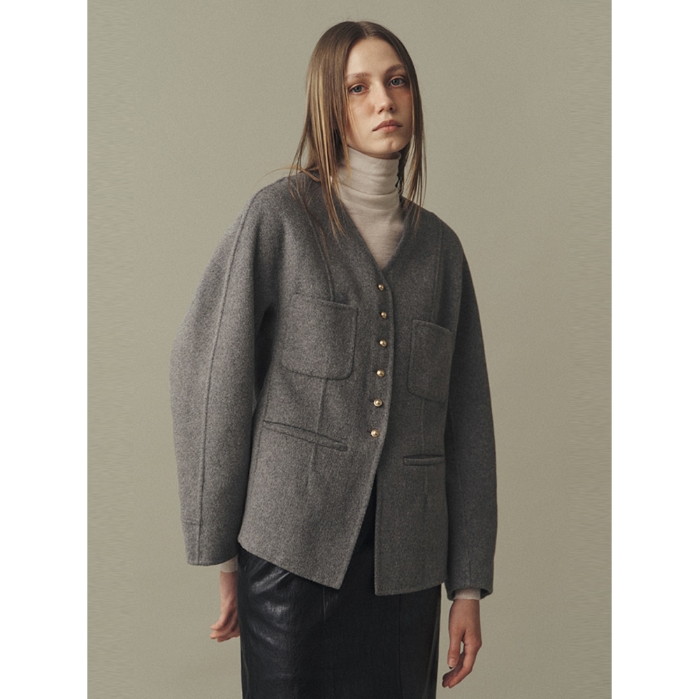ahwe ウールブレンドハンドメイドジャケットミスティグレー