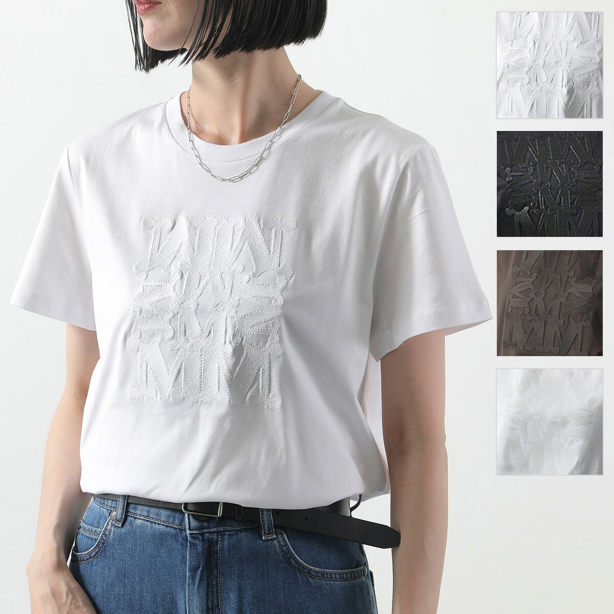 MAX MARA マックスマーラ Tシャツ GIOVANE ジオヴァニ レディース 半袖 カットソー コットン ロゴ刺繍 クルーネック カラー4色