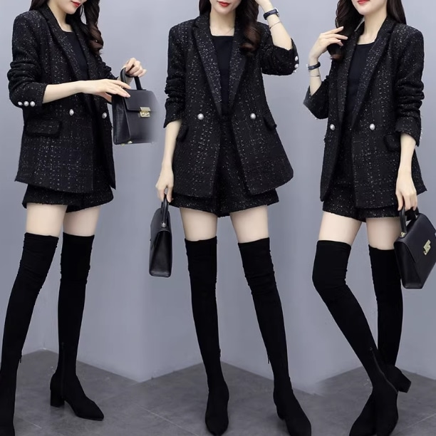 2点セット セットアップ ジャケット ショートパンツ ショート ショート丈 袖あり 長袖 襟付き ファスナー ポケット ハイウエスト 前開き かわいい 大人可愛い きれいめ シンプル 大人 上品