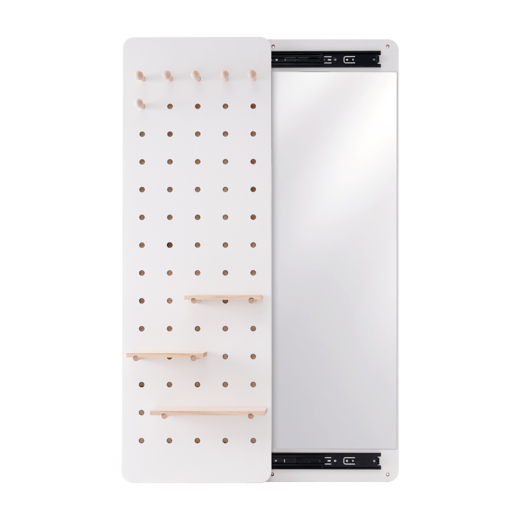 【大好評！最安値挑戦!】壁掛け鏡 玄関 寝室 姿見鏡 全身 おしゃれ 収納ボード付き ミラーが隠せる 有孔ボード ペグボード飛散防止加工 インスタ映え 木製 収納 スライドして隠す 飛散防止加工 スリ