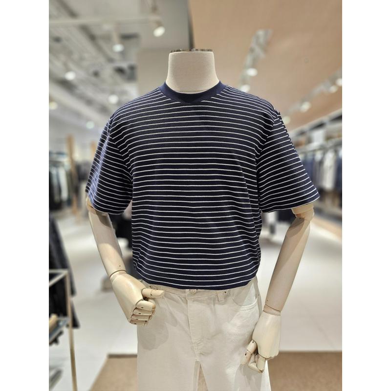 【坡州店】[AND Z()] 3色ツイル組織感ストライプセミフィットTシャツ(BZG2TR1102)