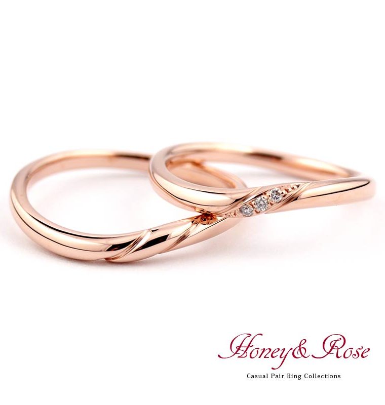 ハニーアンドローズ 結婚指輪 K10 ダイヤモンド 0.02ct KG-M015 KG-M016