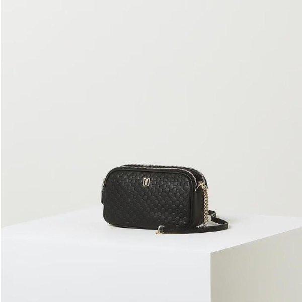 AK Bundang店 ブラック DD ロゴパターン レザー ミニクロスバッグ DCWA5F517BK