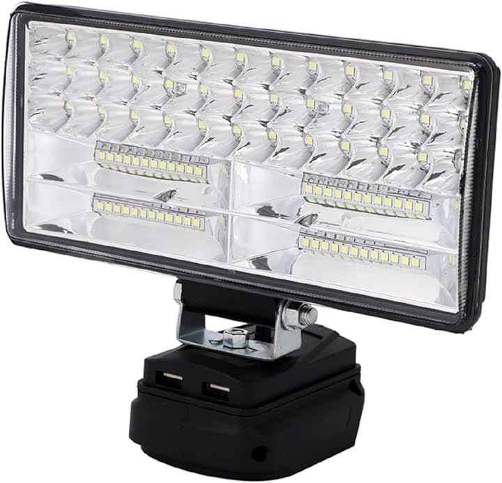 互換 180W 11800LM LED ワークライト USB充電付き マキタバッテリー 18V 14V 投光器 DIY 集魚灯 作業 防災 キャンプ 照明 防犯 非常灯( ブラック)