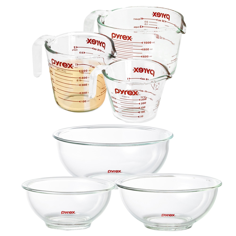 パイレックス計量カップ3p+ミキシングボウル3p 6pセット