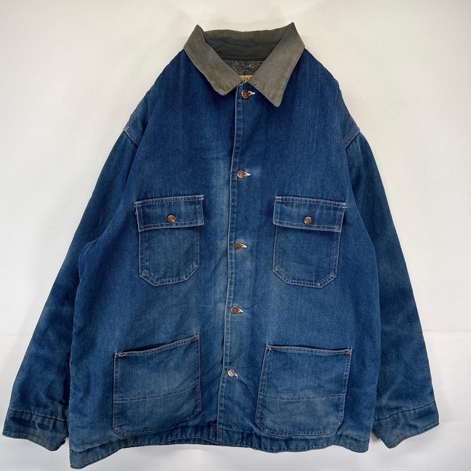 古着 90s/90年代 ビッグマック BIG MAC カバーオール デニム ブランケットライナー 大きいサイズ ジャケット 48 ブルー メンズ