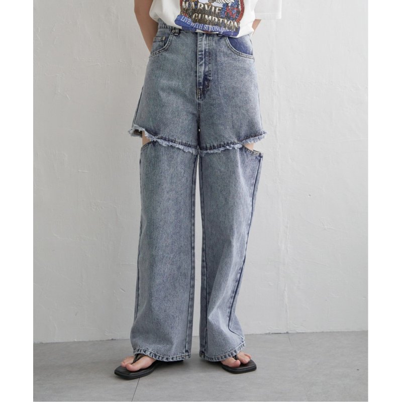 12ozサイドダメージデニムパンツ