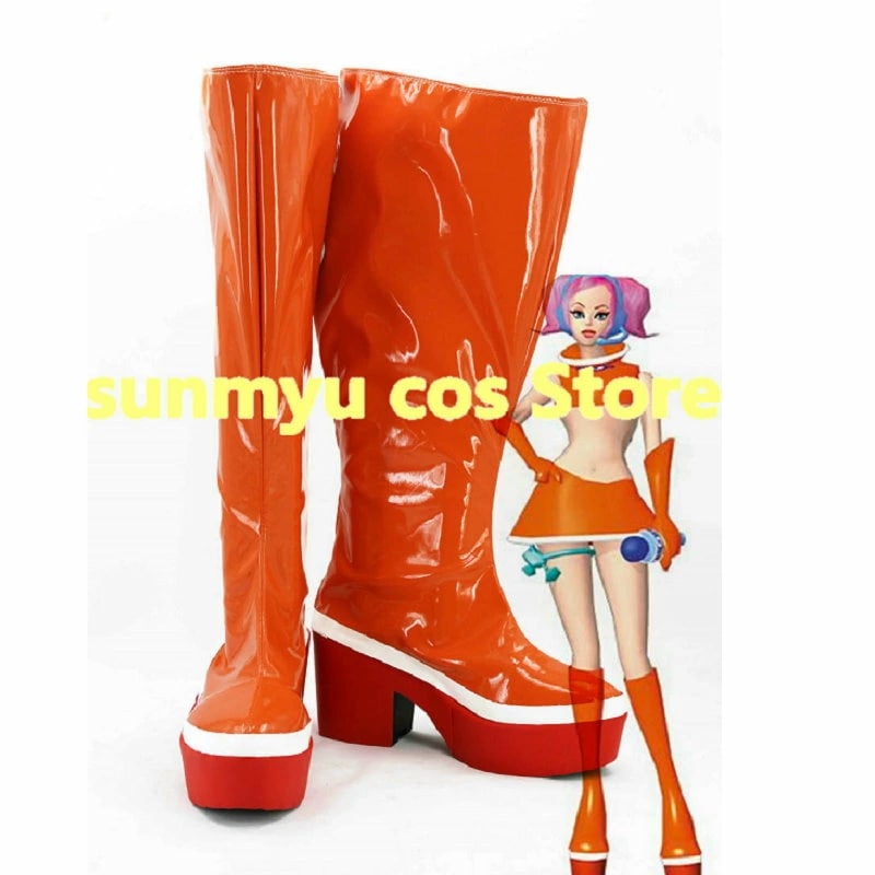 Space Channel 5 スペースチャンネル 5 オレンジ光沢あり　色変更可 ブーツ　オーダーサイズ　 コスプレ靴