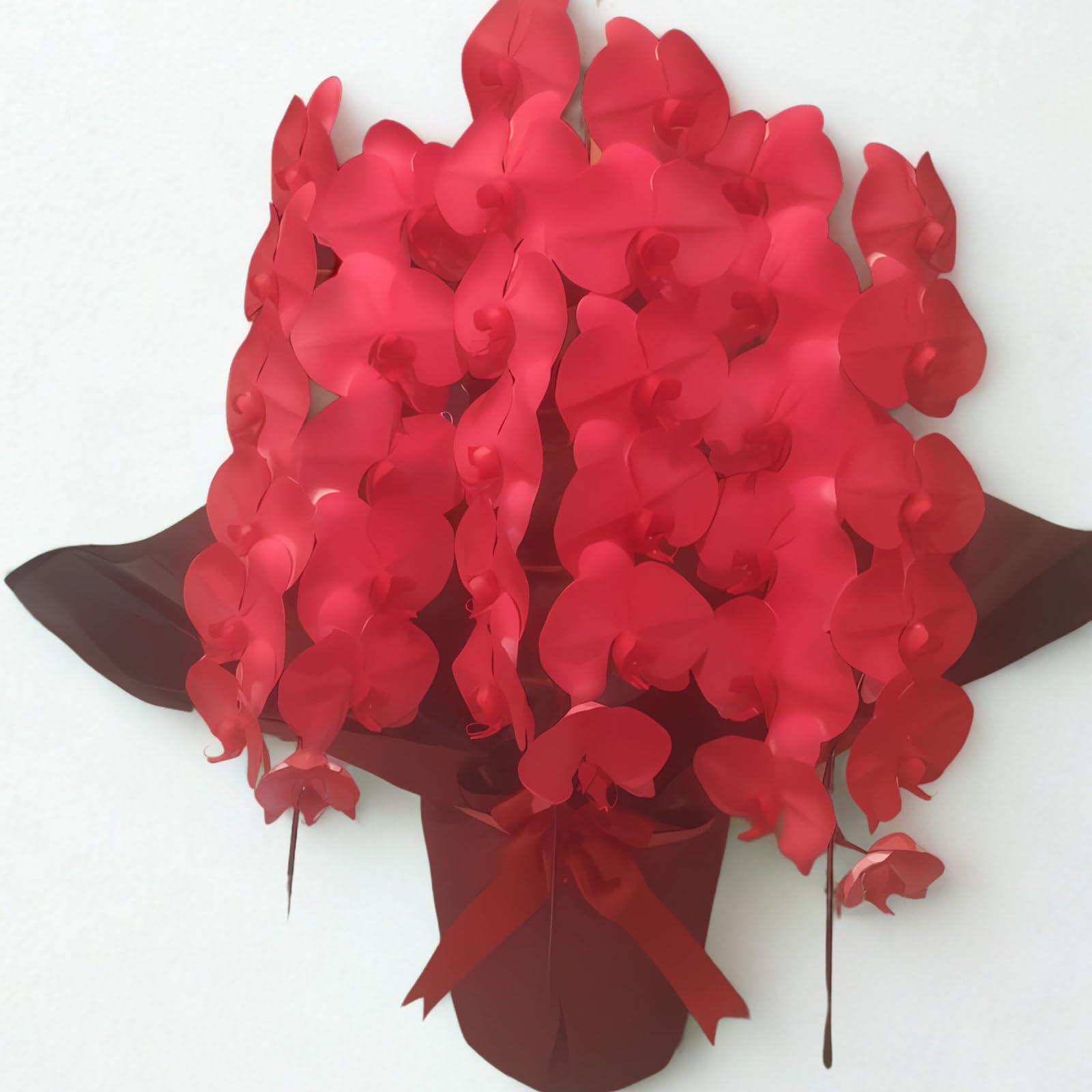 【お花の京花伝 - Floréclat -】 大輪の胡蝶蘭 3本立ち 30輪以上 生花 赤（蕾含む） 札付き 会社関係 個人なギフトにも花数 プレゼント お祝い 開店祝い 就任祝い 移転祝い 当選祝い