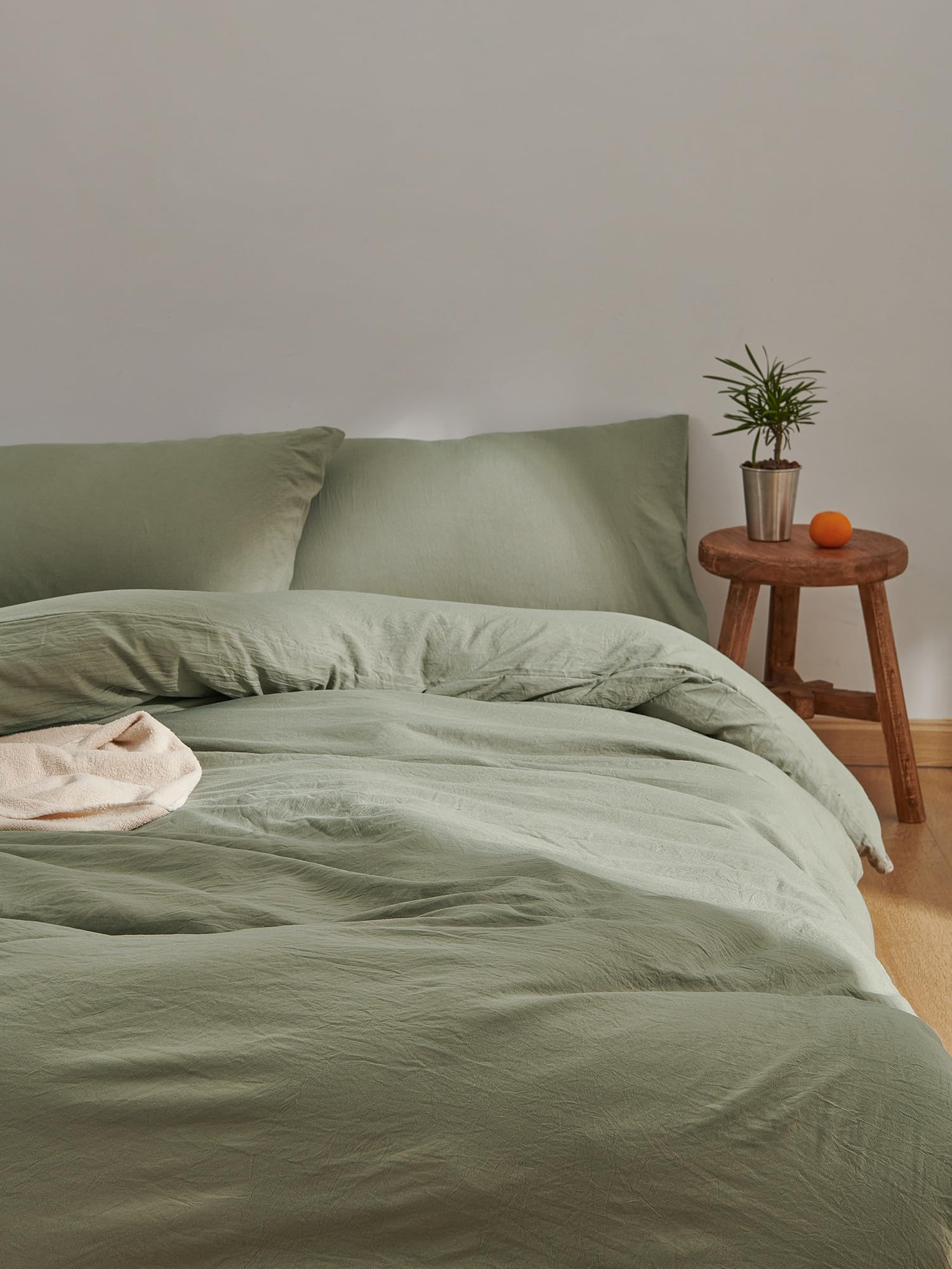 YOYOSTAR 2026寝具カバーセット 布団カバーセット 洗いざらし シワ加工 水洗い やわらか （掛け布団カバー ボックスシーツ 枕カバー）吸tpx