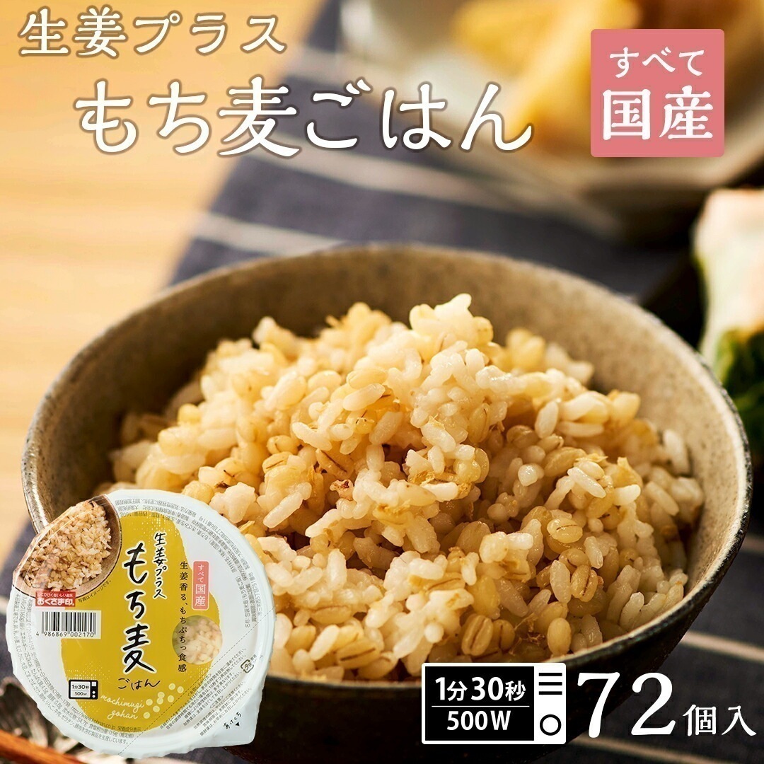ご飯パック 【国産雑穀】 生姜プラスもち麦ごはん 72個セット 160g おくさま印 お米 無添加 国産