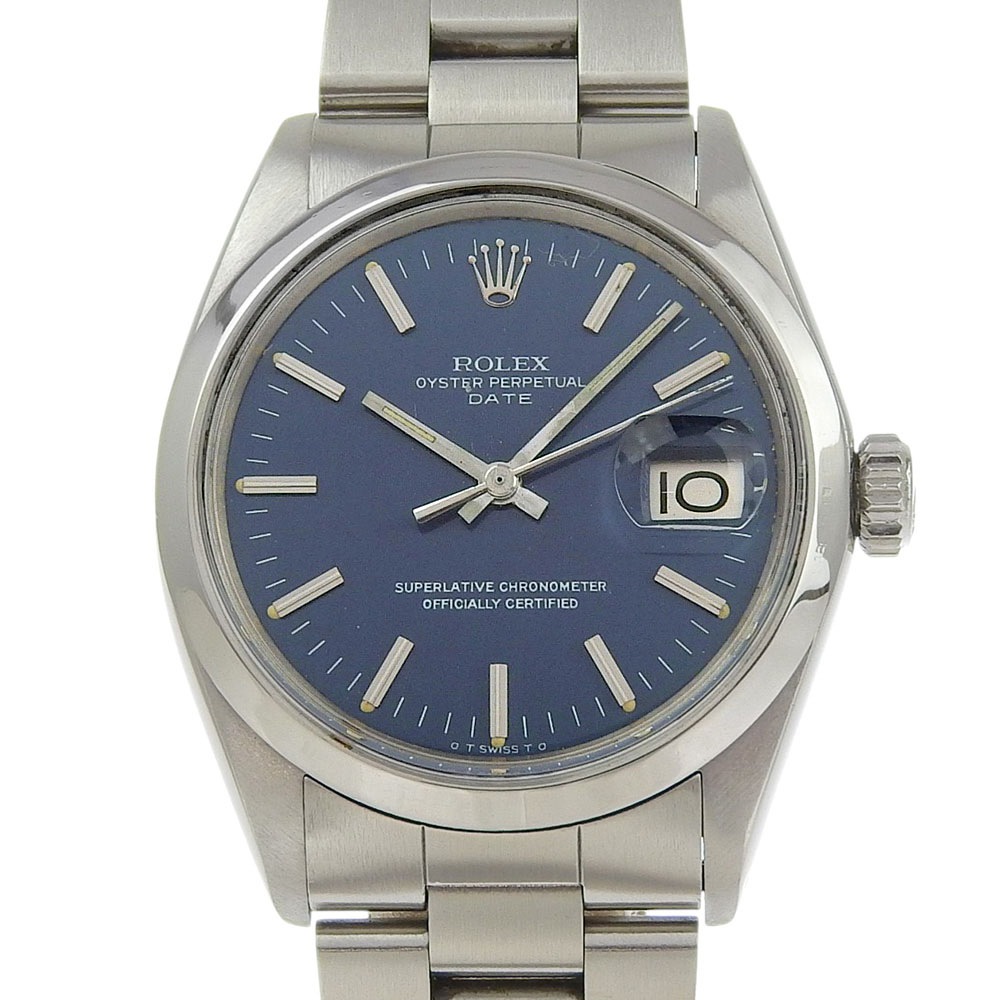 デイト cal.1570 1500 腕時計 ステンレススチール 自動巻き アナログ表示 メンズ ブルー文字盤 中古品