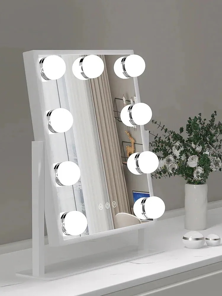 メガ割 鏡 ライトled付きhdデスクトップデスクトップドレッシングミラーインテリジェントタッチスペシャルメイクアップアーティストミラー 福袋